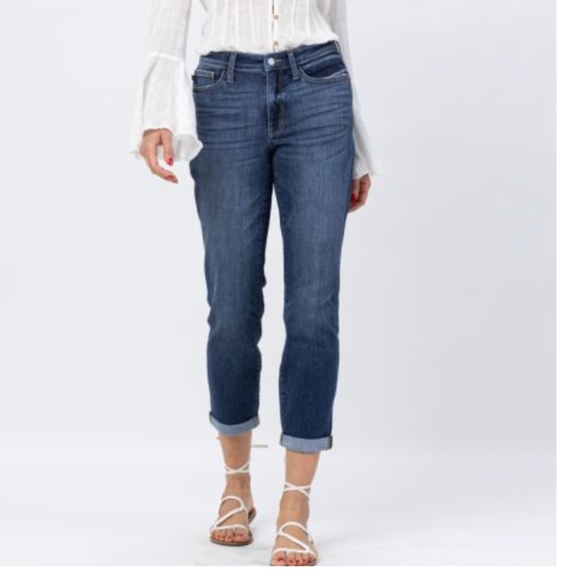 Judy Blue Boyfriend Jeans Dark Wash - Picture 3 of 8